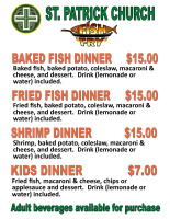 Fish Fry Menu 2024
